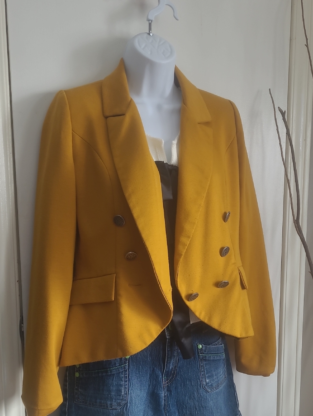 Willow & Clay Mustard Double-Breasted Women's Blazer